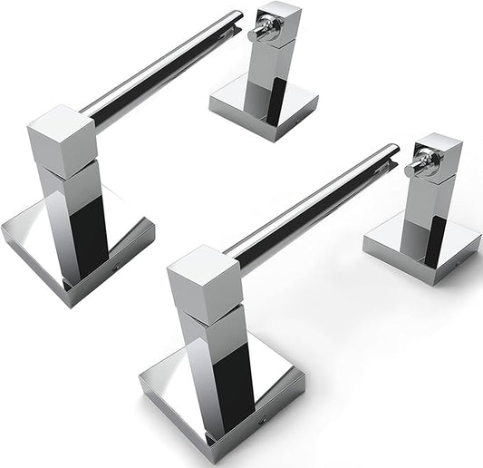 Ruacq Toilet Paper Holder Chrome 2 Pack Double Post Pivoting Square Tissue Holders Roll Holder Hangers Toilet Paper Stand Stainless Steel and Zinc Alloy Modern Wall Mounted