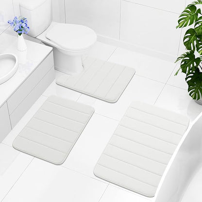 Buganda Memory Foam Bath Mat, 70" x 24", Ultra Soft and Non-Slip Bathroom Rugs, Water Absorbent and Machine Washable Bath Rug Runner for Bathroom, Shower, and Tub, Ivory