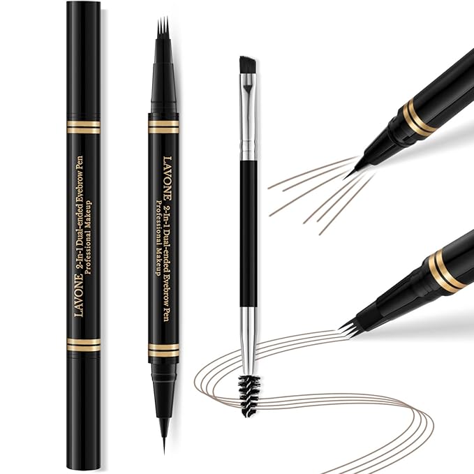Eyebrow Pen,2-in-1 Waterproof Eyebrow Pencil with 4 Tip Microblading Brow Pen and Ultra-Precise Brow Pencil,with Dual-ended Eyebrow Brush,Eyebrow Makeup for Natural Looking - Ash Blonde
