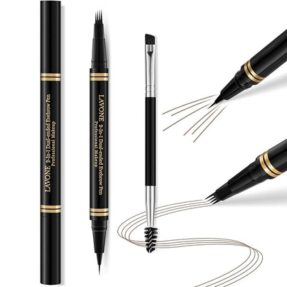 Eyebrow Pen,2-in-1 Waterproof Eyebrow Pencil with 4 Tip Microblading Brow Pen and Ultra-Precise Brow Pencil,with Dual-ended Eyebrow Brush,Eyebrow Makeup for Natural Looking - Ash Blonde