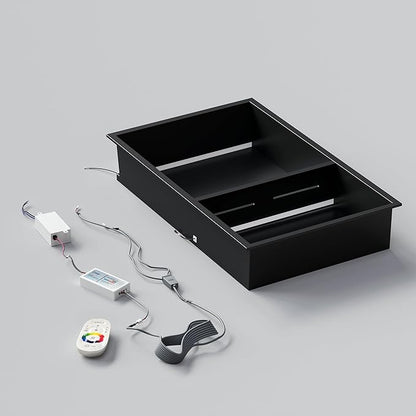 Stainless Steel Shower Niche 12" X 18", No Tile Needed Wall Niche with RGB Led Light, Recessed Shower Shelf for Bathroom Storage Over Mount Installation, Matte Black