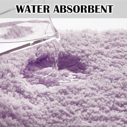 Suchtale Bathroom Contour Rug Non Slip Bath Mat Water Absorbent Soft Microfiber Shaggy Bathroom Mat Machine Washable Bath Rug for Bathroom Thick Plush U Shape Toilet Rug (20 x 24, Lavender)