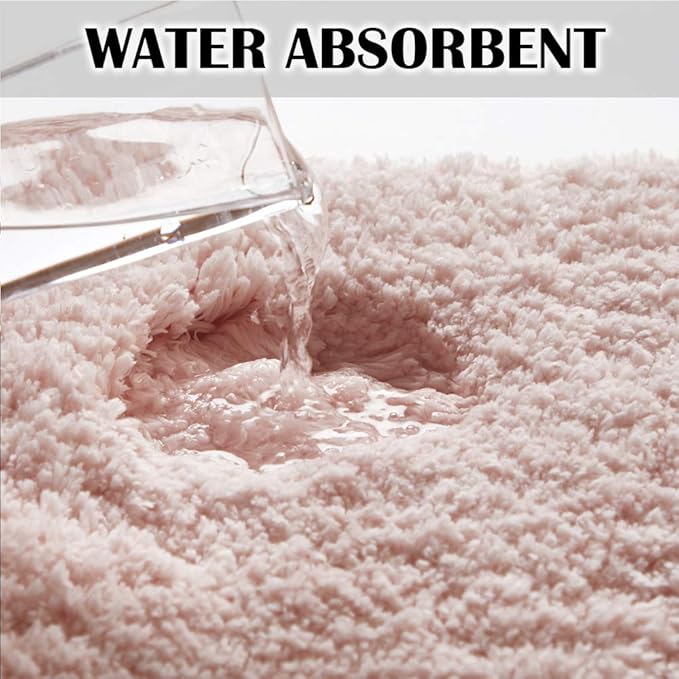 Suchtale Non Slip Bath Mat, 16 x 24, Dusty Pink - Soft Microfiber Shaggy Mat, Machine Washable, Thick Plush for Shower