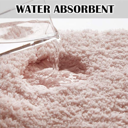 Suchtale Large Soft Bath Mat - Extra Absorbent Shaggy Microfiber Mat (24 x 40, Dusty Pink) - Machine Washable, Non Slip, Rubber Back