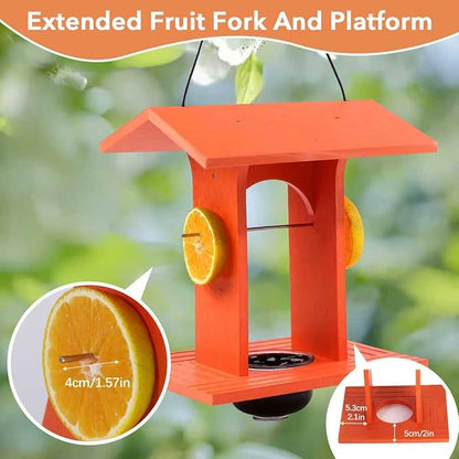 Oriole Feeder for Outdoors Hanging with Gift Box, Durable Plastic Oriole Jelly Feeder with Fruit Holder & 6oz Glass Bowl, Bird Feeder for Orioles with Roof Rain Protection for Garden, Patio, Backyard