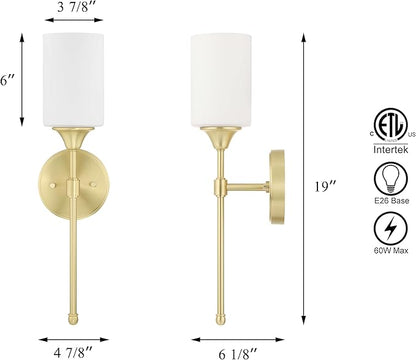 XiNBEi Lighting Wall Sconce, Bathroom Vanity Light with Glass, Classic Wall Fixture Satin Brass Finish for Bathroom XB-W1216-SB