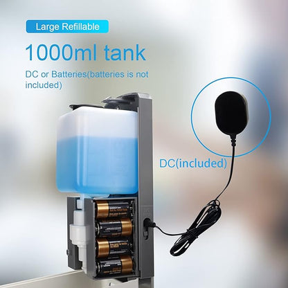 Touchless Automatic Foaming Hand Soap Dispenser Wall Mount, Motion Sensor Foam Liquid Refill Bottle Sanitizer Dispensing for Bathroom Kitchen Home Farmhouse Station 1306-s