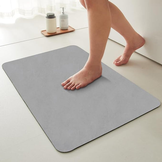 Bathroom Mat Quick Dry, Bathroom Rugs Non Slip Washable Thin Absorbent Bath Mat Fits Under Door Bathroom Floor Mat Perfect for Bath, Shower, or Sink 24"x48" Light Grey
