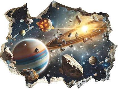 Quanhaigou 3D Galaxy Outer Space Wall Decals Stickers Wall Murals Wallpaper Decor for Home Floor Living Room (Universe Planet)