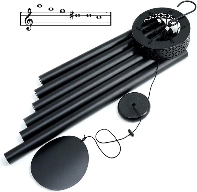 ASTARIN 48'' Deep Tone Wind Chimes for Outside - Large WindChimes with 6 Heavy Tubes, Memorial Chimes Outdoor for Garden Hanging Décor,Sympathy Gifts for Loved one,Home Décor, Black