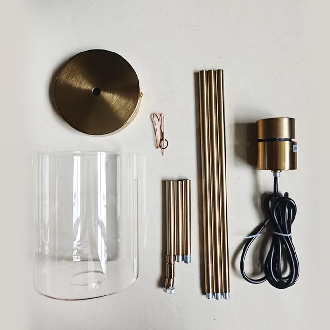 Brass Pendant Lights Kitchen Island - Gold Clear Glass Pendant Light Fixture Multiple Stems Rods 3 Units 12 Inch 3 Units 4 Inch (3 Pack Brass)