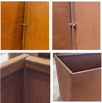 Corten Steel Planter Box Metal Outdoor Planter Large Square Cube Rustic Planter Pot Durable Antique Detached for Commercial Residential Tall Plant Patio Deck and Backyard 32 Inch