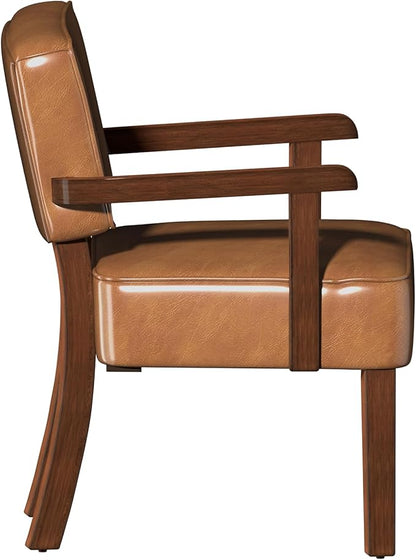 Accent Chair, PU Leather Living Room Chairs Oversized with Soft Seat and Armrests, Armchair for Bedroom, Dinning, Reading, Waiting Rooms (Leather Brown)