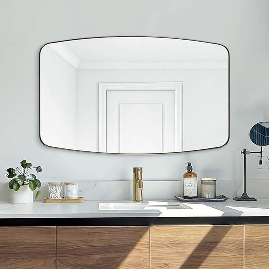 ANDY STAR Gold Mirror, 30x48’’ Brushed Gold Oval Mirror for Bathroom, Oblong Mirrors with Brass Metal Frame, Oval Vanity Mirror for Modern Farmhouse Wall Decor 1”Deep Set Design