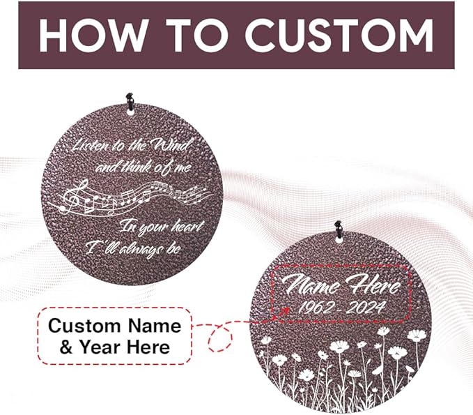 Personalized Sympathy Wind Chime, Memorial Wind Chimes for Loss of Loved One, Bereavement in Memory Wind Chimes, Sympathy Gifts in Memory of Father, Mother or a Loved One