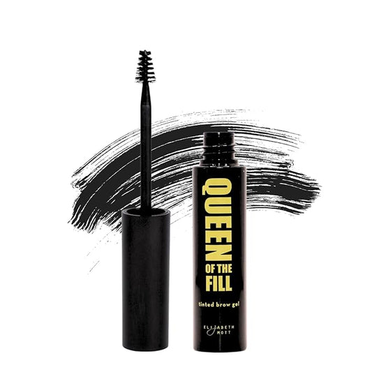 Elizabeth Mott Eyebrow Gel - Queen of the Fill Tinted Brow Filler, Volumizer & Setter - Defines, Shapes & Covers Grays - Water-Resistant, Long-Lasting, Smudge-Proof - Cruelty-Free, Black Shade, 4g