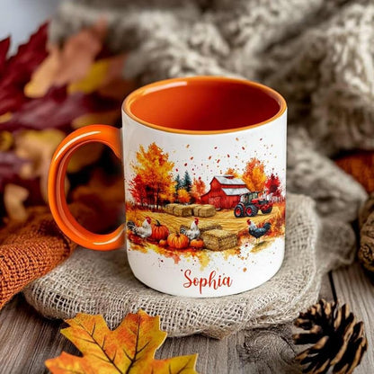 Personalized Fall Farm Coffee Mugs - Farm Lover Mugs Gift for Women Men - Fall Autumn Decor Gifts For Home Farmhouse Thanksgiving - Happy Fall Y'all Mug - 11oz Printed Ceramic Mug