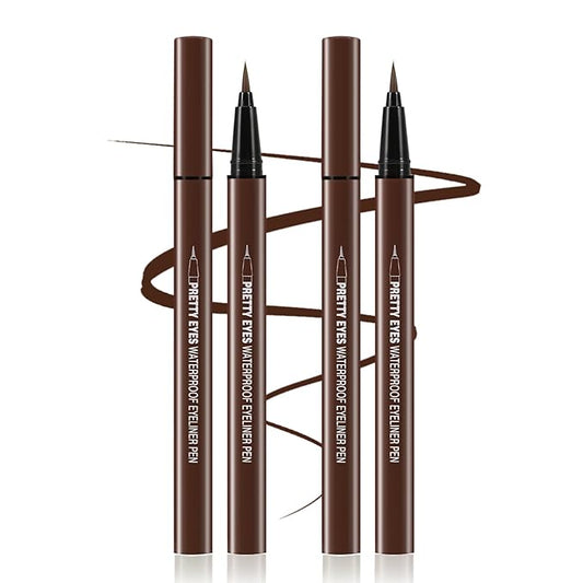 Boobeen 2pcs Liquid Eyeliner Pen, Matte Eye Liner with Precision Tip, Long Lasting Eyeliner Pencil for Bold Eye Makeup, Glides on Smoothly