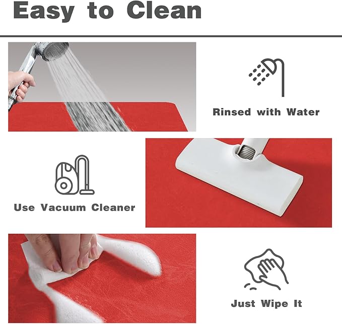Bath Mat, Bathroom Rugs Non Slip Washable Thin Absorbent Quick Dry Bath Mat Fits Under Door Bathroom Floor Mat Perfect for Bath, Shower, or Sink 20"x48" Red