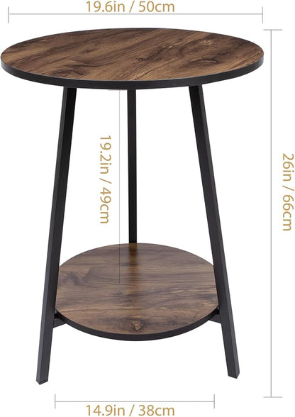 Side Table - Rustic End Couch Tables - Waterproof Metal Frame, Scratch-Resistant - Vintage Wood Color Tables for Sofa Living Room Bedroom Bedside Coffee Small Spaces