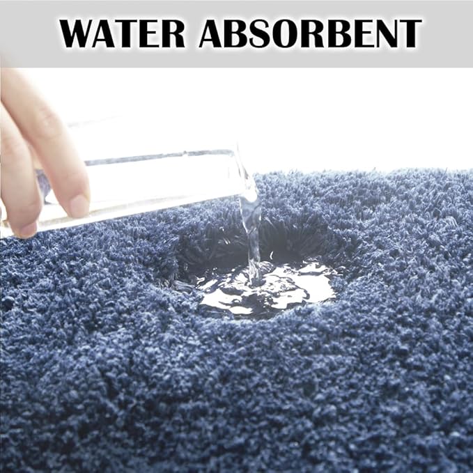 Suchtale Non Slip Bath Mat (16 x 24, Blue) Water Absorbent Soft Microfiber Rug Machine Washable Thick Plush Shaggy Bath Rug for Bathroom, Shower