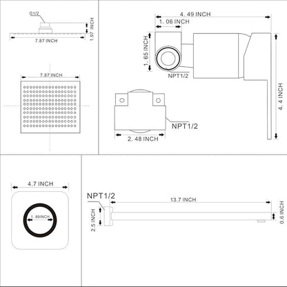 Shower Faucet Set Brushed Nickel, Single Function Shower Trim Kit with Rough-in Valve, Square Rain Shower Head System Included Extra Long Shower Arm for Bathroom