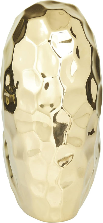 Deco 79 Porcelain Heart Sculpture, 8" x 3" x 8", Gold (Pack of 12)