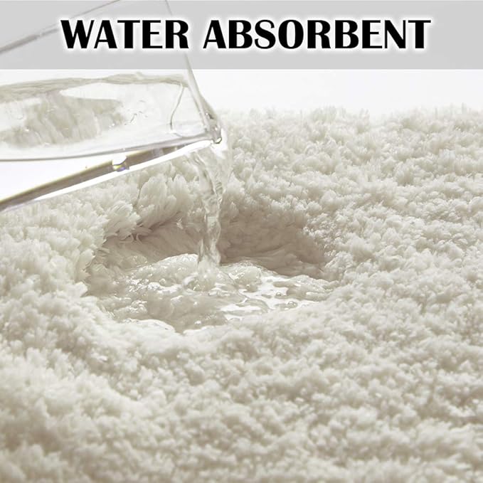 Suchtale Extra Soft & Absorbent Shaggy Bath Mat - Machine Washable Microfiber, Non Slip, 24 x 40 Ivory