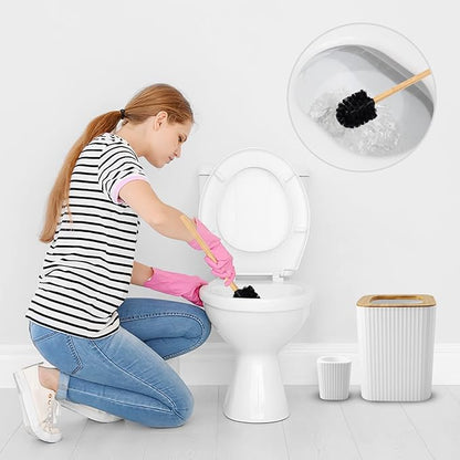 Bathroom Accessory Set, 9-Piece White Bathroom Set with Trash Can, Tray, Soap Dispenser, Toothbrush Holder, Toothbrush Cup, Soap Dish, Toilet Brush and Q-tip Holders for Bathroom/Housewarming