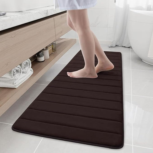 Buganda Memory Foam Bath Mat, 59" x 20", Ultra Soft and Non-Slip Bathroom Rugs, Water Absorbent and Machine Washable Bath Rug Runner for Bathroom, Shower, and Tub, Brown