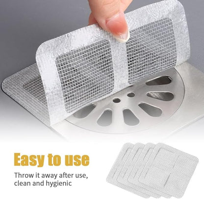 Disposable Hair Drain Stickers, Upgrade Disposable Shower Drain Cover Hair Catcher Bathroom Shower Drain Protector, Mesh Cover Floor Drain Sticker, Square Screen, Easy to Install (30)