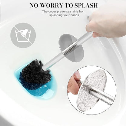 Toilet Brush and Holder, 2 Pack Toilet Brush with 304 Stainless Steel Long Handle, Toilet Bowl Brush for Bathroom Toilet-Ergonomic, Elegant,Durable (Blue)