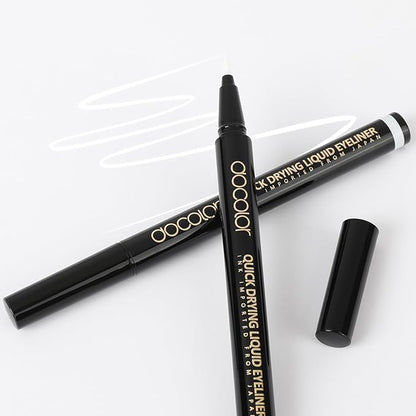 docolor Waterproof Eyeliner Pen Longwearing with Ultra-Fine Tip Liquid Eye Liner (White)
