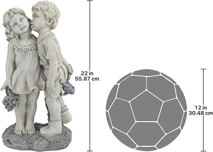 Young Sweethearts: Kissing Children Garden Statue