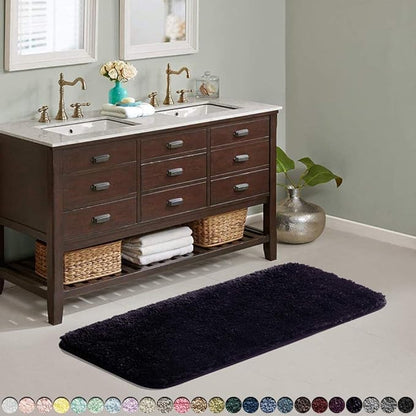 Suchtale Extra Soft & Absorbent Shaggy Bath Mat (24 x 60, Dark Purple) - Machine Washable Microfiber, Non Slip, Shaggy Bathroom Mat