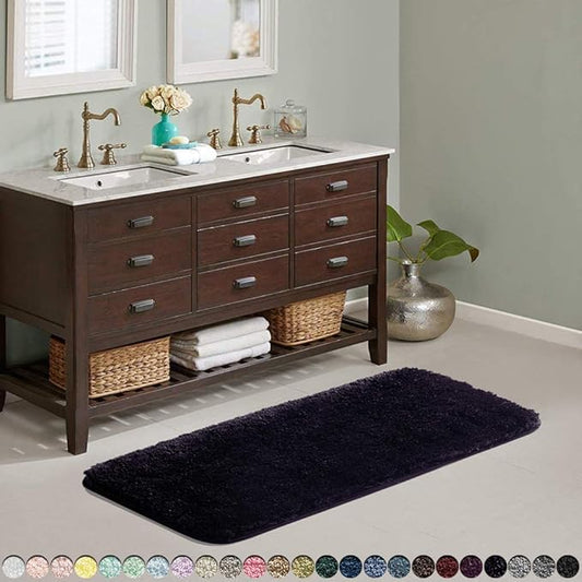 Suchtale Extra Soft & Absorbent Shaggy Bath Mat (24 x 60, Dark Purple) - Machine Washable Microfiber, Non Slip, Shaggy Bathroom Mat