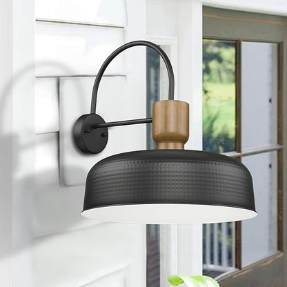 Outdoor Barn Light Gooseneck Barn Light, Farmhouse Exterior Wall Mount Light Vintage Wall Lighting Fixture Industrial Sconce Lantern for Porch, Entryway, Garage, Black, 2 Pack, Large