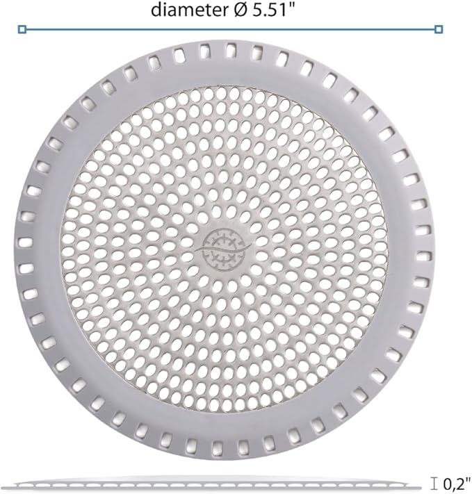 Shower Drain Hair Catcher – Ultra ShowerRing 5" Drain Cover for Flat & Domed Floors | Stainless Steel Hair Trap with Silicone Rim | High-Flow Strainer Prevents Clogs - Gray