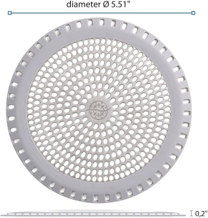 Shower Drain Hair Catcher – Ultra ShowerRing 5" Drain Cover for Flat & Domed Floors | Stainless Steel Hair Trap with Silicone Rim | High-Flow Strainer Prevents Clogs - Gray