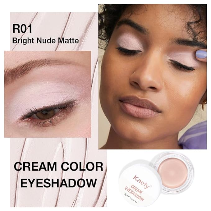 Single Cream Bright Nude Matte Eyeshadow Palette Makeup, Natural Single Mini Instant Holographic Eyeshadow For Older Women, Sombras Crema Para Ojos, Talc, Paraben & Cruelty Free, R01