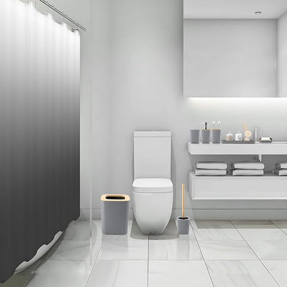 Bathroom Accessory Set–Bathroom Set with Shower Curtain and Rugs, No Slip Bathroom Rugs Super Absorbent, Grey Ombre Waterproof Shower Curtain with Hooks, Gray Bathroom Sets Complete for Home