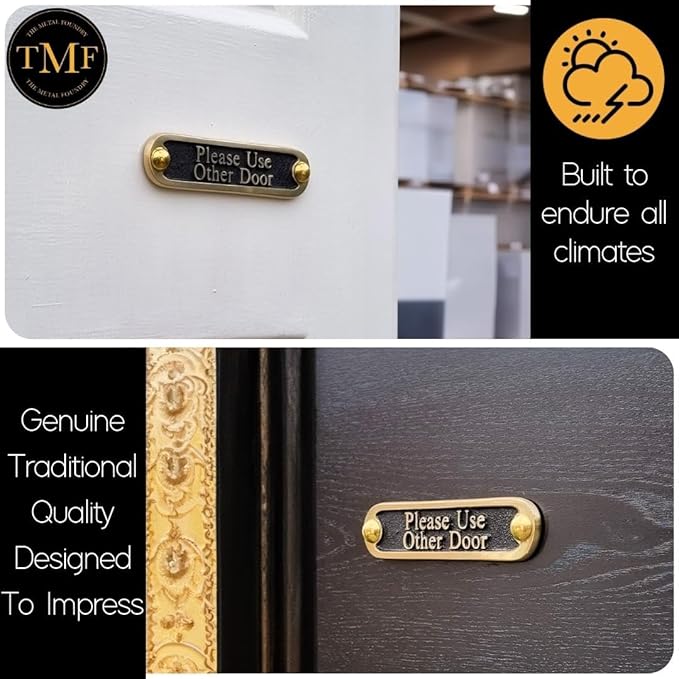 Please Use Other Door Brass Door Sign. Traditional Style Home Décor Wall Plaque Handmade By The Metal Foundry UK.