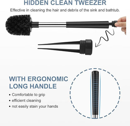 SetSail Toilet Brush and Holder, Self Closing Lid Toilet Bowl Brushes Holder and Extra Long Handle Ventilated Toilet Brush Set for Bathroom Cleaning, Nylon Bristles, 2 Packs-Black