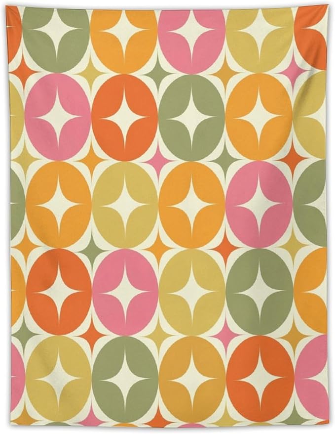 ICMOLYYENLO Abstract Cat Tapestry, Medieval Abstract Atomic Star Cat Vintage Home Wall Hanging Art Tapestry for Bedroom Living Room Dormitory 60x60 Inch