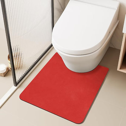 Toilet Rug, Thin Toilet Rugs U Shaped Washable Non Slip Absorbent Quick Dry Low Pile Toilet Mat, 20"x24" U Shape Red