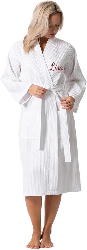 Turkish Linen Waffle Knit Lightweight Kimono Spa & Bath Robes for Women - Quick Dry - Soft