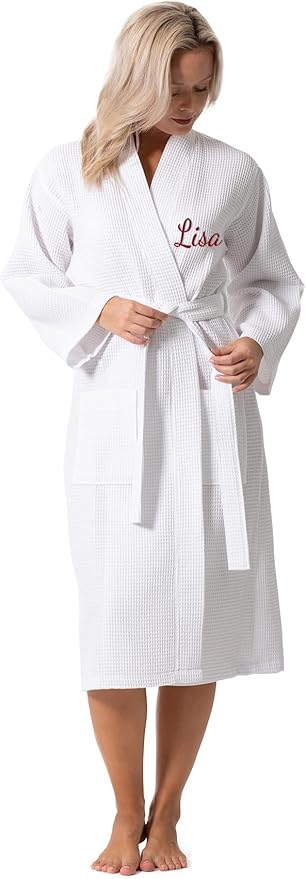 Turkish Linen Waffle Knit Lightweight Kimono Spa & Bath Robes for Women - Quick Dry - Soft