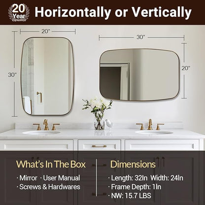 ANDY STAR Oval Mirrors for Bathroom, 20x30 Bronze Bathroom Vanity Mirror with Metal Frame, Oil Bronze Oblong Mirror for Over Sink, Modern Anti Rust Wall Mounted