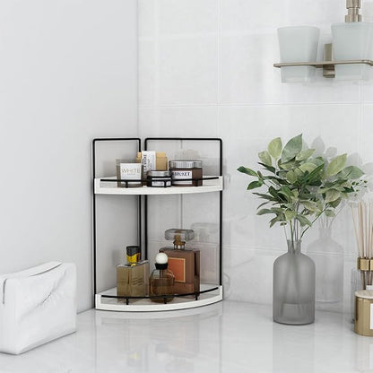 Dorhors 2-Tier Rustic White Corner Bathroom Shelf