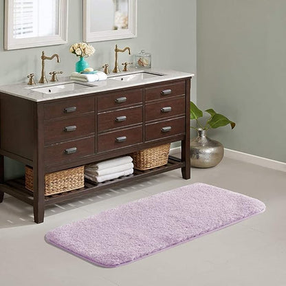 Suchtale Large Extra Soft and Absorbent Shaggy Bath Mat (24 x 60, Lavender) Machine Washable Microfiber Non Slip Bath Mat for Bathroom Floor
